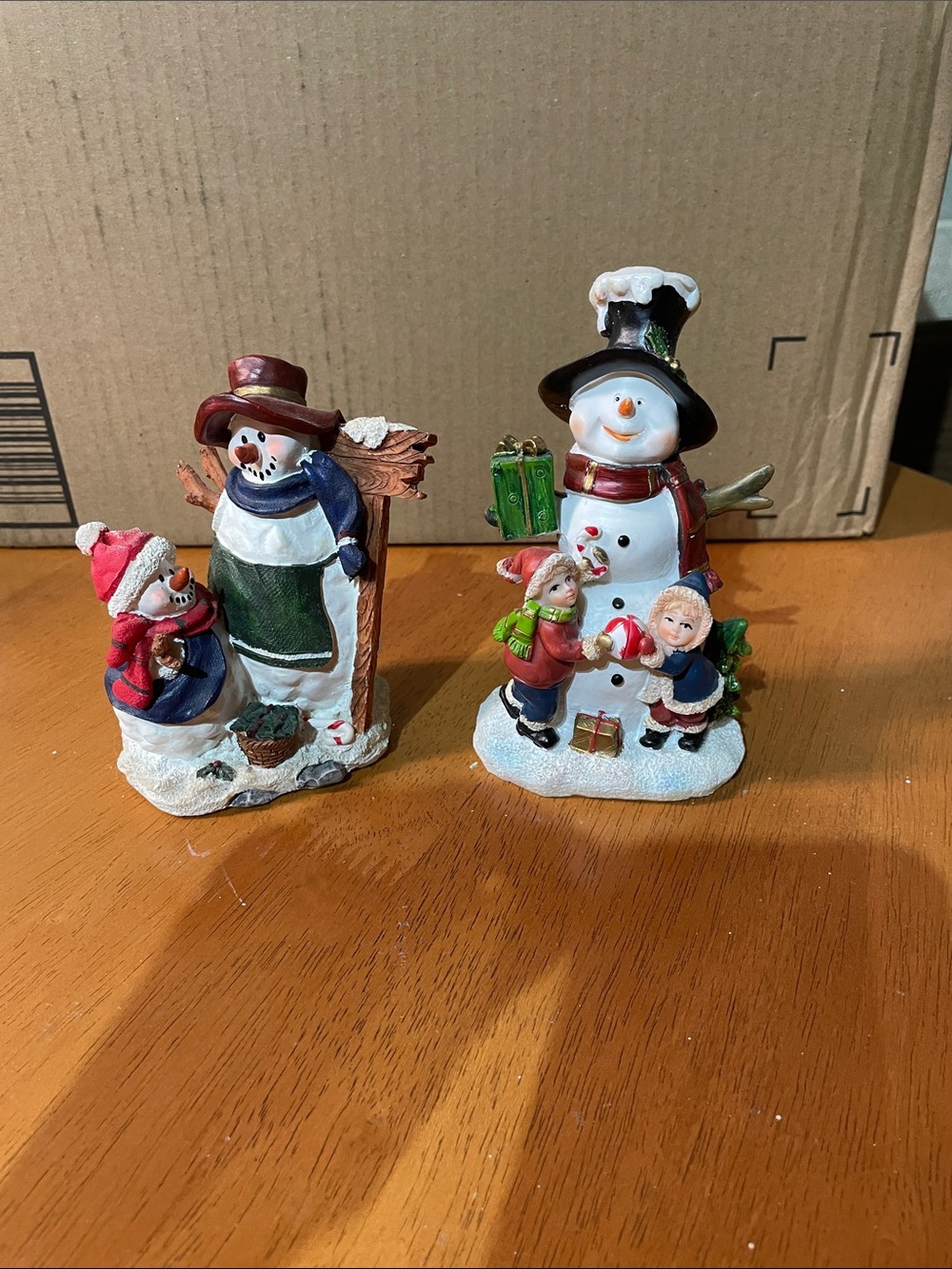 Holiday Resin Snowman Figurine Set